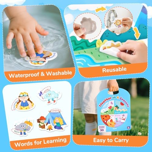 JoyCat Reusable Weather Theme Sticker Book, Travel Toys for Toddlers & Kids - Image 4