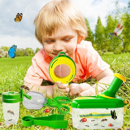 Bug Catcher Kit for Kids,8 Pcs Kids Bug Habitat with Bug Collector Butterfly Net Magnifying Glass Binoculars Tweezer Hats,Outdoor Explorer Kit for Boys Girls 3-12 Years Old - Image 6