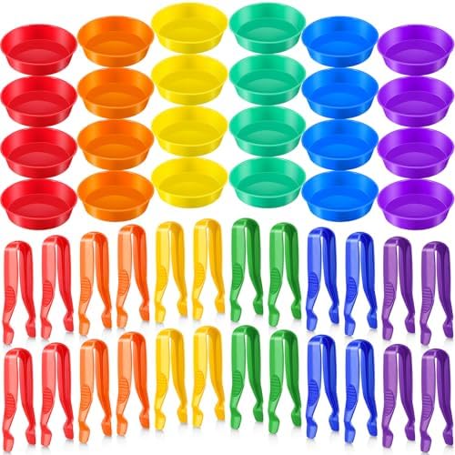 48 Pcs Sorting Bowls and Tweezers for Preschool Counting and Sorting Toy Early Math and Fine Motor Skills Stem Sets Gift by Sonwyoung