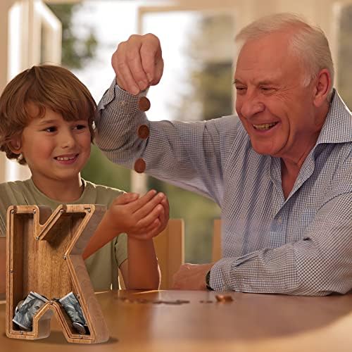 Personalized 12" Extra Large Wooden Letter Piggy Bank for Kids Boys Girls, (Laser Engraved Name) Custom Initial Letter Shape Piggy Bank, Alphabet Coin Bank Grandchildren Birthday - Image 6