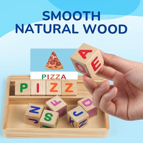 BenBen Spelling Games with Flash Cards, 112 Words, Montessori Toys for 3 4 5 6 Years Old Kids, Wooden Matching Letters Games, CVC Word Educational Learning Toys, Gift for Preschool Kindergarten - Image 4