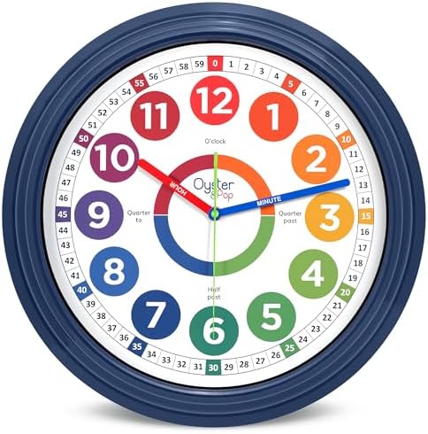 Oyster&Pop Extra Large 16" Kids Wall Clock - Weather-Resistant Outdoor by OysterPop