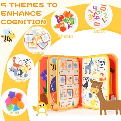 Jollybaby Soft Busy Books Sorting Toy for 18 M+ Baby Yellow - Happy Farm - Image 3