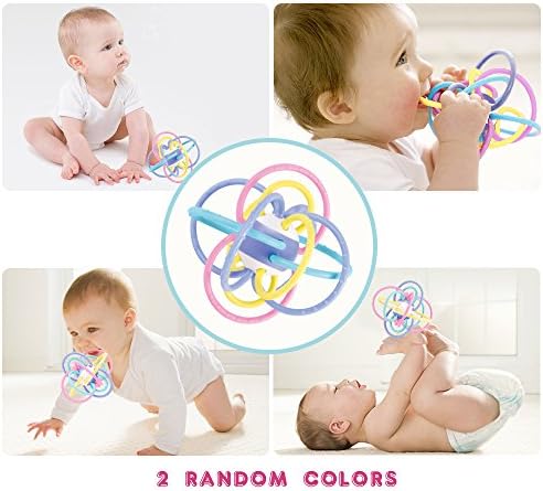 WEofferwhatYOUwant Baby Sensory Teether Soft Rattle TPU Rings Teething Ball - Image 2