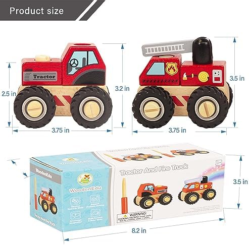 Construction Vehicles for Toddlers, 2 Pcs Wooden Detachable Assemble Cranes and Tractor, Kids Vehicle Toys Hand Push Car Toys for 3 Years Old Boys Girls - Image 4