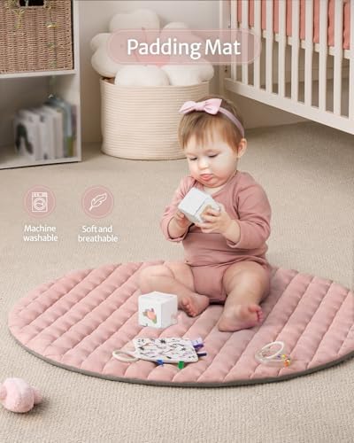 Blissful Diary Baby Play Gym Mat, Tummy Time Activity Mat with 6 Detachable Toys for Skill Development, Baby Essentials Gift, Soft Pink - Image 5