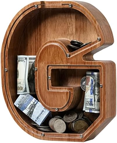 Ladenk Wooden Letter Piggy Bank - Piggy Bank for Kids Boys Girls Toddler by Ladenk