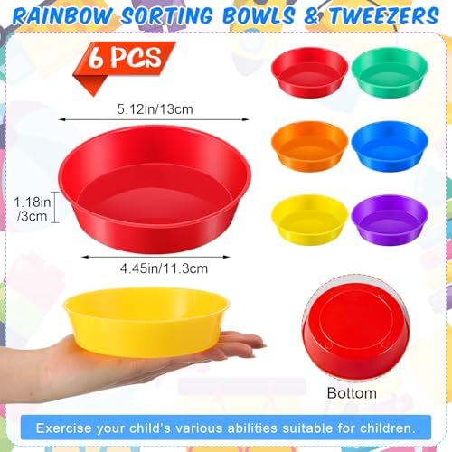6 Pcs Sorting Bowls for Toddlers, 6 Colors Counting Bowls - Image 2