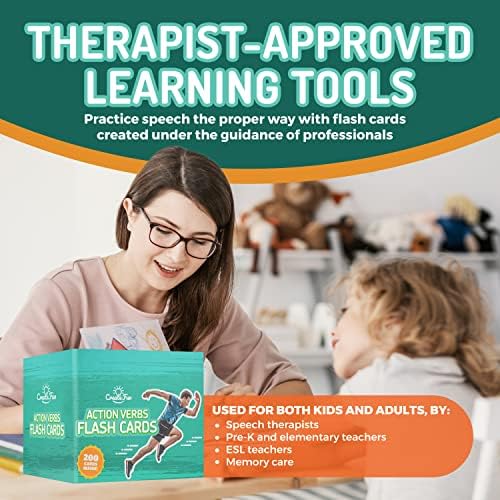 CreateFun 200 Action Verbs Flash Cards - Kids, Speech Therapy, ESL, Autism - Image 3