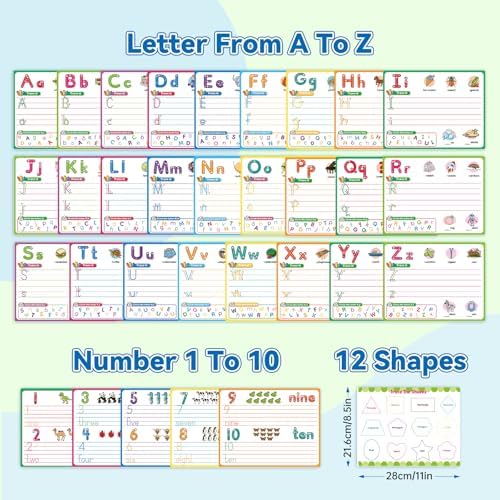 16PACK Alphabet Numbers Shapes Flash Cards,Handwriting Practice - Image 2