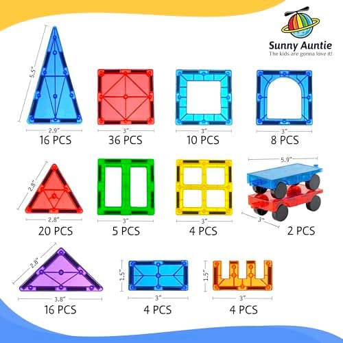 SUNNY AUNTIE Magnetic Tiles STEM Toys Building Set, Ages 3+ - 125 Pieces - Image 6