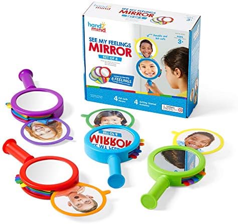 hand2mind See My Feelings Mirror (Set of 4), Feelings and Emotions Toys by hand2mind