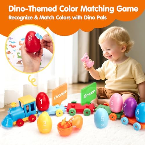 hahaland Montessori Dinosaur Train Set, Learning Toy for Toddlers Ages 2-3 - Image 4