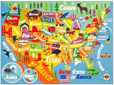 KC Cubs 5x7 USA United States Map Toy Car Road Rug – Educational Play Mat Carpet for Kids, Toddlers, Nursery, Classroom, Playroom, Baby Daycare by KCCubsKidsHomeandFurnishing