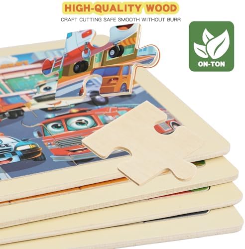 Wooden Puzzles for Kids Ages 4-6, 24 Piece Vehicle Car Construction Jigsaw Puzzles 4 Packs, Preschool Toddlers Learning Activity Puzzles Toys for Boys Girls 3 4 5 6 Years Old - Image 4