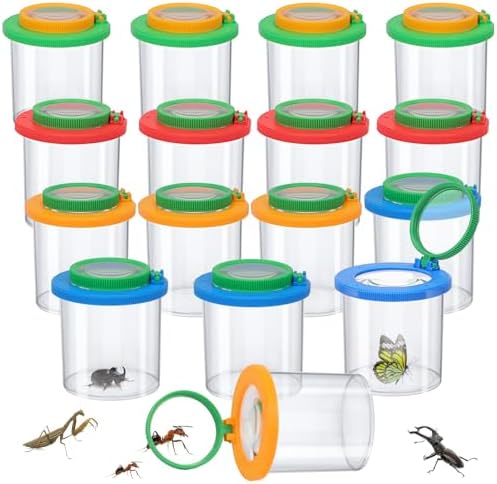 Coopay 16 Pieces Magnifying Insect Box - Bug Viewer, Critter Insect Cage, Container, Bug Catcher Cage, Jar Collecting Kit for Children, Kids Science Nature Exploration Tools by Coopay
