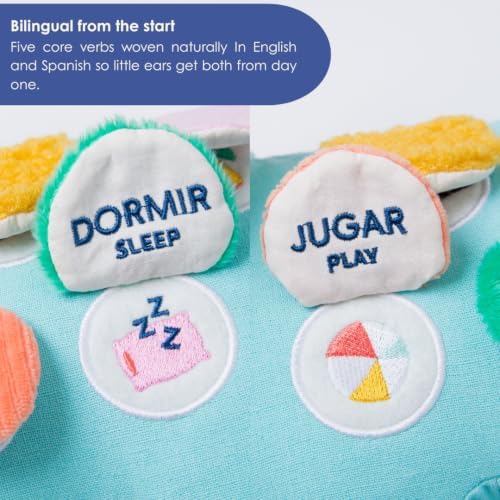 Birdsong Bilingual Baby Toy – Spanish & English Elephant Plush, Musical & Sensory Toy for Babies, Teaches First Verbs, Plays “Un Elefante” Lullaby, Baby Gift - Image 3