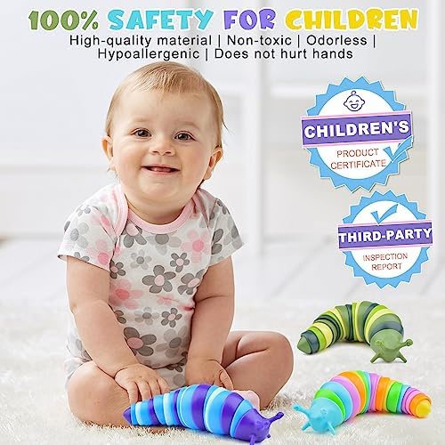 Cevioce Sensory Slug Fidget Toys for Kids & Adults - 3 Pack Slug Toys for Autism Therapy, Age 3+ Travel & Party Favors - Image 2