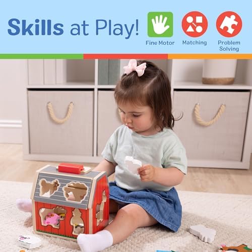 Melissa & Doug Take-Along Wooden Toy Barn, 11-Pc Portable Toddler Playset with Farm Animals & Pop-Up Roof, Preschool Learning Toys for Girls & Boys 2+ - Image 4