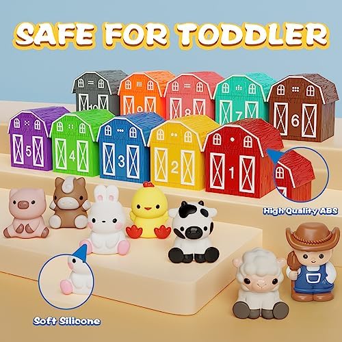 20 PCS Farm Animal Barn Playset & Finger Puppets,Farm Toys for Toddlers 1-3 - Image 5