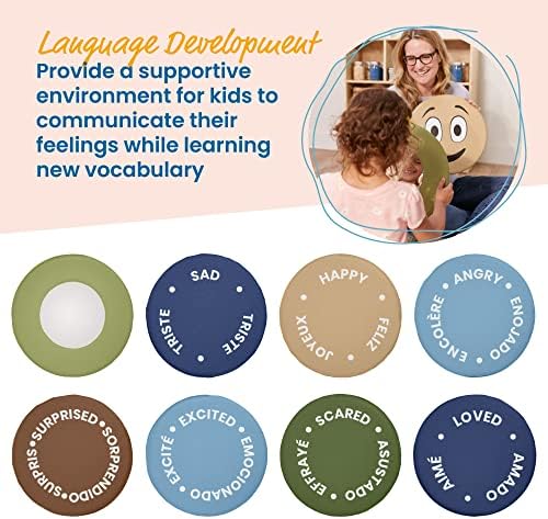 ECR4Kids SoftZone Emotion Pads with Mirror, Trilingual, Expression Cushions, Earthtone, 8-Piece - Image 5