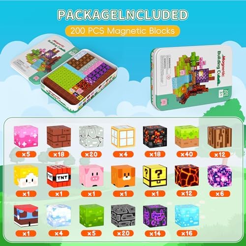 200PCS Magnetic Blocks Magnet Building Cubes Birthday Gifts for Kids - Image 2