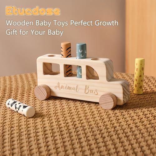 Wooden Pop Up Toys for Babies | STEM Montessori Toys Color Animal Bus for Toddlers | Preschool Learning Toddler Educational Gifts for Kids Boys Girls | Baby Toy Games - Image 5