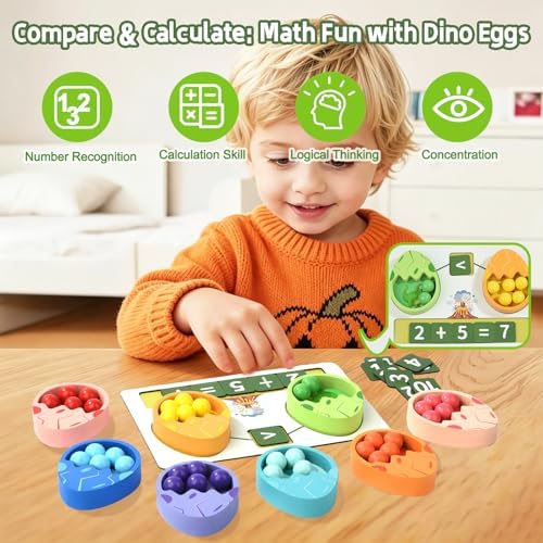Wooden Dinosaur Egg Math Counting Game,Fine Motor Skill - Image 2