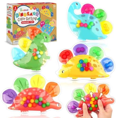 Dinosaur Color Sorting Sensory Toy, Roadtrip Travel Essenstial for Toddler by ZaxiDeel