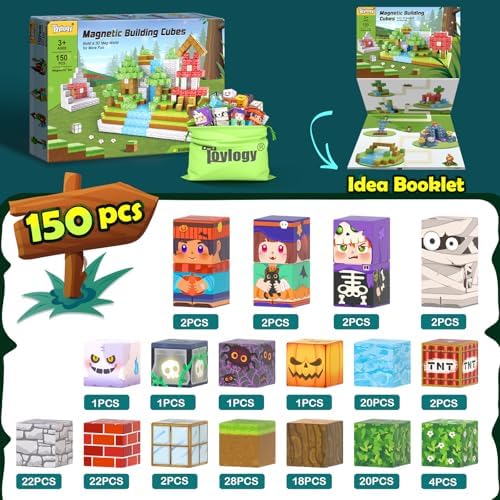 150PCS Large Magnetic Blocks - Build Mine Magnet World Forest Tiles, Magnet Kids Games Classroom Must Haves Toddlers Magnetic Toys for Boys & Girls 3-5 6-8, STEM Montessori Sensory Ourdoor Toys Gift - Image 3