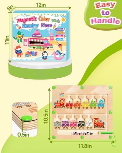 Magnetic Color and Number Maze, Montessori Toys for 2 3 4 Year Old- Train - Image 6