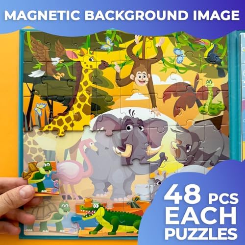 Magnetic Puzzles for Toddlers 3-5 - 2x48 Pieces Travel Games for Kids 2-4 - Image 3