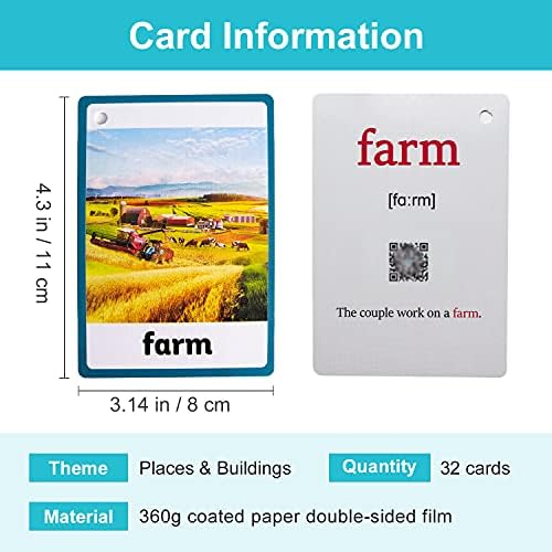 Lilias Places & Buildings Flash Cards, Toddler Learning Toys, Preschool Learning Toys, Homeschool Supplies, Learning Supplies for Kindergarten, 4.3 X 3.14 Inch, 32 Cards in Set - Image 2