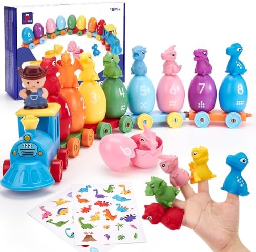 hahaland Montessori Dinosaur Train Set, Learning Toy for Toddlers Ages 2-3 by hahaland