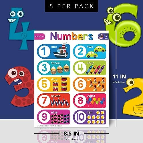 FoldCard Numbers 1-10 Chart Educational Poster 8.5x11 5pk - Image 2