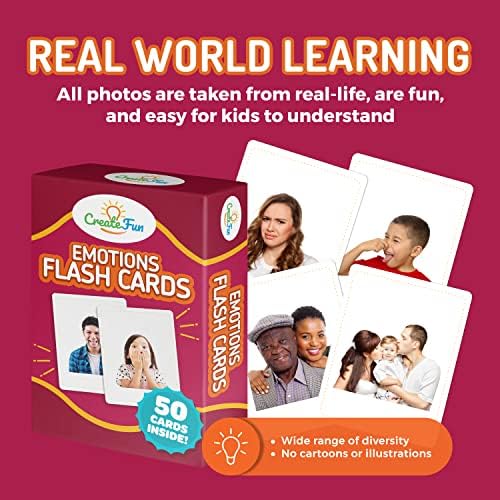CreateFun 50 Emotion Flash Cards V1, Real Photo Feelings for Autism,Aphasia - Image 6