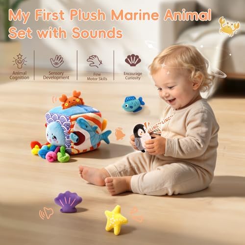 Baby Toys 6-12 Months, Montessori Sensory Toys with 5 Plush Sea Animals - Image 4