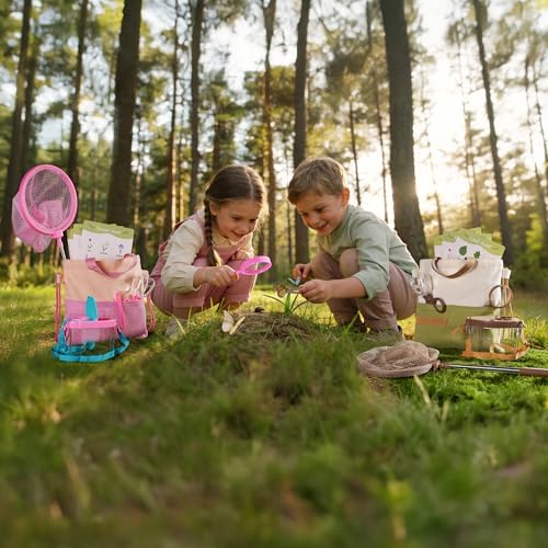 ROBOTIME Twin Color Catcher Kit for Kids: 2-Person Outdoor Explorer Set with Green & Pink Gear | Complete Hunting Kit for Siblings & Friends Ages 3+ - Image 3