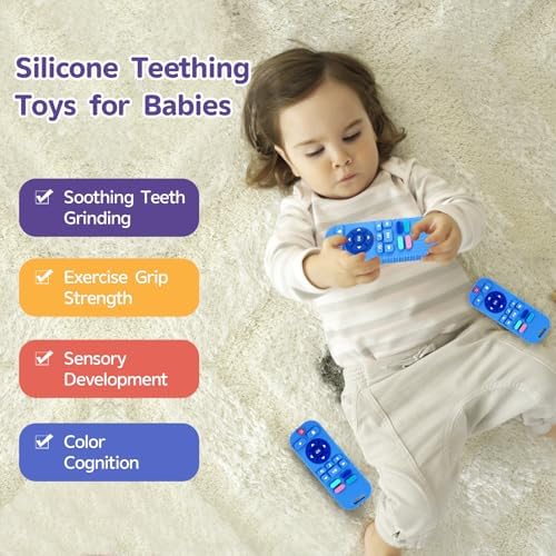 Hooku Silicone Teething Toys for Babies 0-6 Months, Teethers for Babies 6-12 Months, Remote Teether for Baby, Sensory Toys for Babies, Baby Chew Toys - Image 4
