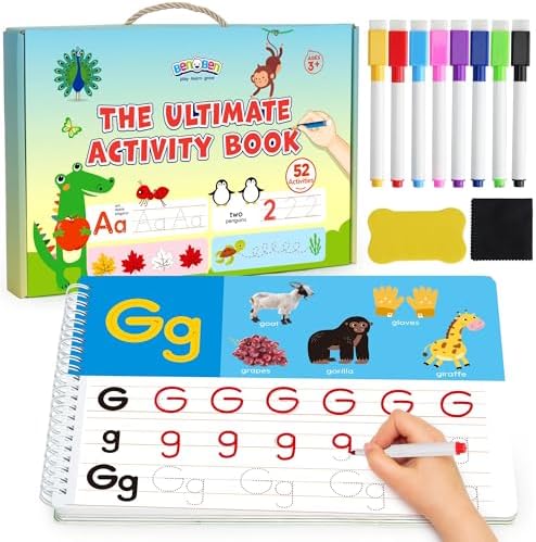 BenBen Kindergarten Preschool Workbook for Kids Age 3-5, Erasable, Reusable by WelcometoBenBen