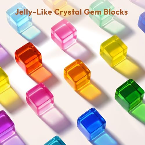 Woodtoe Rainbow Building Blocks for Kids, 24 PCS Gem Blocks Toys Ages 3-6 - Image 2