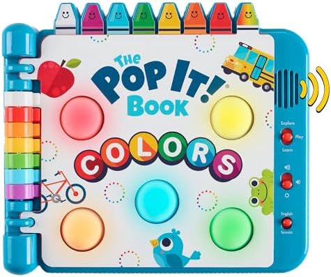 Chuckle & Roar Pop It Book, Colors, English & Spanish, Quiet Mode, 1–4+ by ChuckleRoar