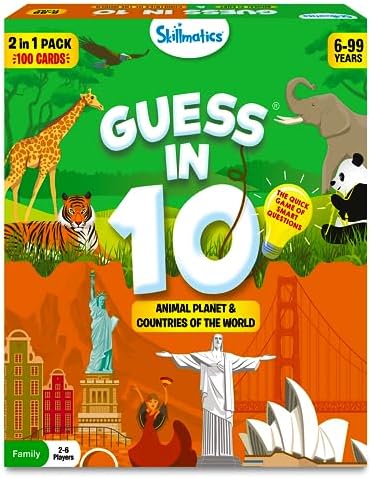 Skillmatics Guess in 10 Animals & Countries Combo - Card Game for Kids by Skillmatics