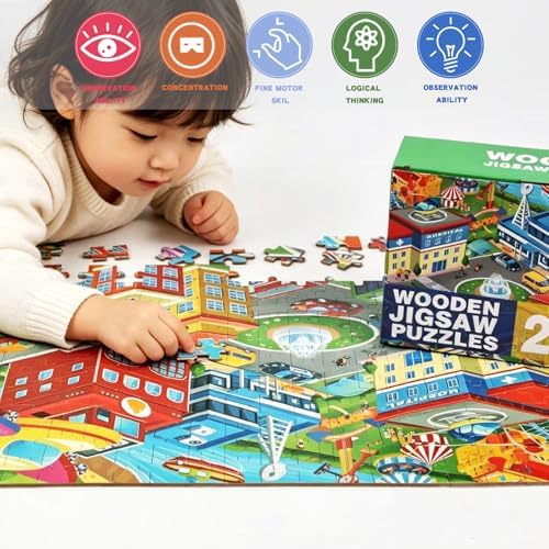 Jigsaw Puzzle Suitable for Children Aged 6-8. for Children Aged 8-10 - City Scenery 200-piece Jigsaw Puzzle. an Educational Toy Suitable for Boys - Image 5