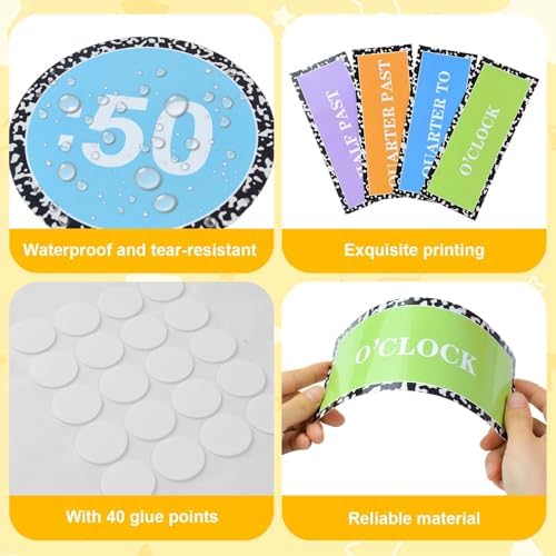 16Pcs Telling Time Clock Number Bulletin Board Set 4in Composition Notebook Learning to Tell Time Teaching Clock Labels Color Clock Number Cutouts for Kids Student Elementary Math Classroom Must Haves - Image 3