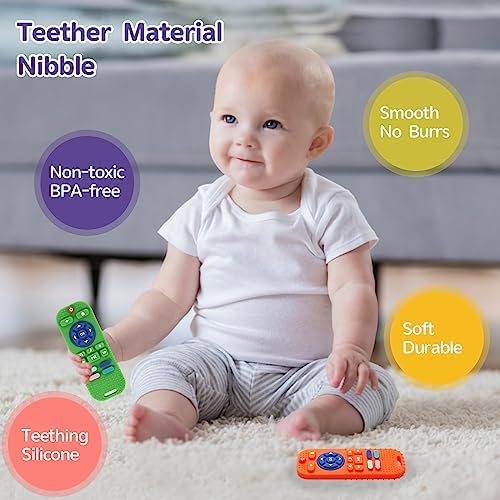 Hooku 2-Pack Silicone Teethers for Babies 0-6 & 6-12 Months, Sensory Chew Toys & Remote Control Toys for Infants & Toddlers - Image 3