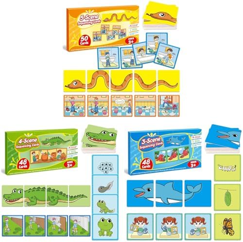 Sequencing Cards,Sequence Board Game for Kids,Speech Therapy Materials Toys for Autism,Story Storytelling,Social Skills,Sentence Building,Preschool Learning Activities,Classroom & Homeschool by Kasfalci