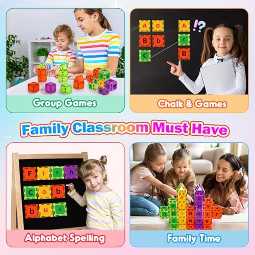 Magnetic Tiles Letters Toys, Alphabet Learning Toys for Toddlers 1-3 2-4 4-8, Classroom Must Have 48PCS Construction Toy, Toddler Games for Preschool Kids Spelling, Learning, Building, Educational Toy - Image 5
