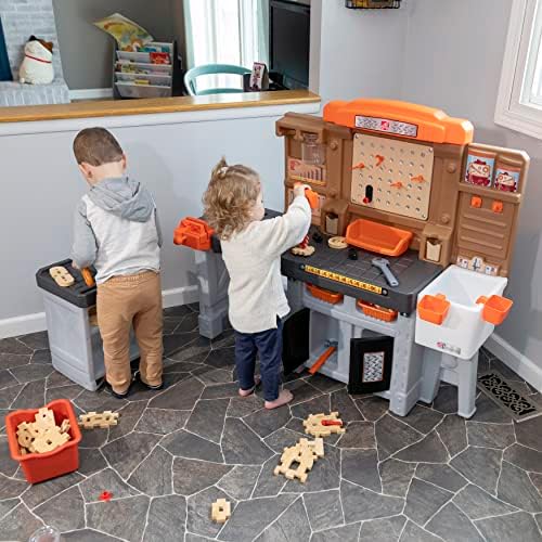 Step2 Pro Play Kids Workshop with Utility Bench, Indoor/Outdoor Tool Bench for Children, Interactive Play with Sounds, Made of Durable Plastic, Includes 76 Piece Toy Accessories, Toddlers 3+ Years Old - Image 4