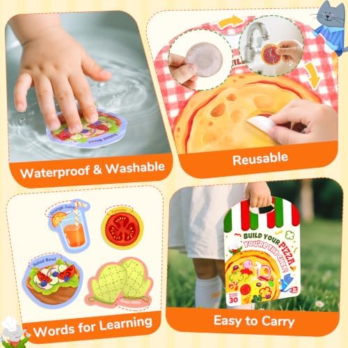 JoyCat Reusable Pizza-Making Sticker Book, Travel Toys for Toddlers & Kids - Image 4